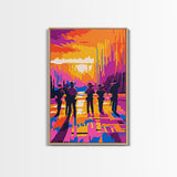 Cowboy Western Art, Chicano Art, Bold Color Painting, Framed Canvas Print, Southwest Aesthetic, Boho Decor, Extra Wide Art, Gift Idea