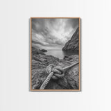 Nautical art, rope knot, coastal decor, moody art, wabi sabi art, rustic photography, living room art, canvas print, panoramic wall art