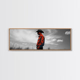Cowboy Silhouette, Western Wall Art, Ranch Life Art, Moody Art, Southwestern Decor, Extra Wide Art, Rustic Wall Art, Canvas Print