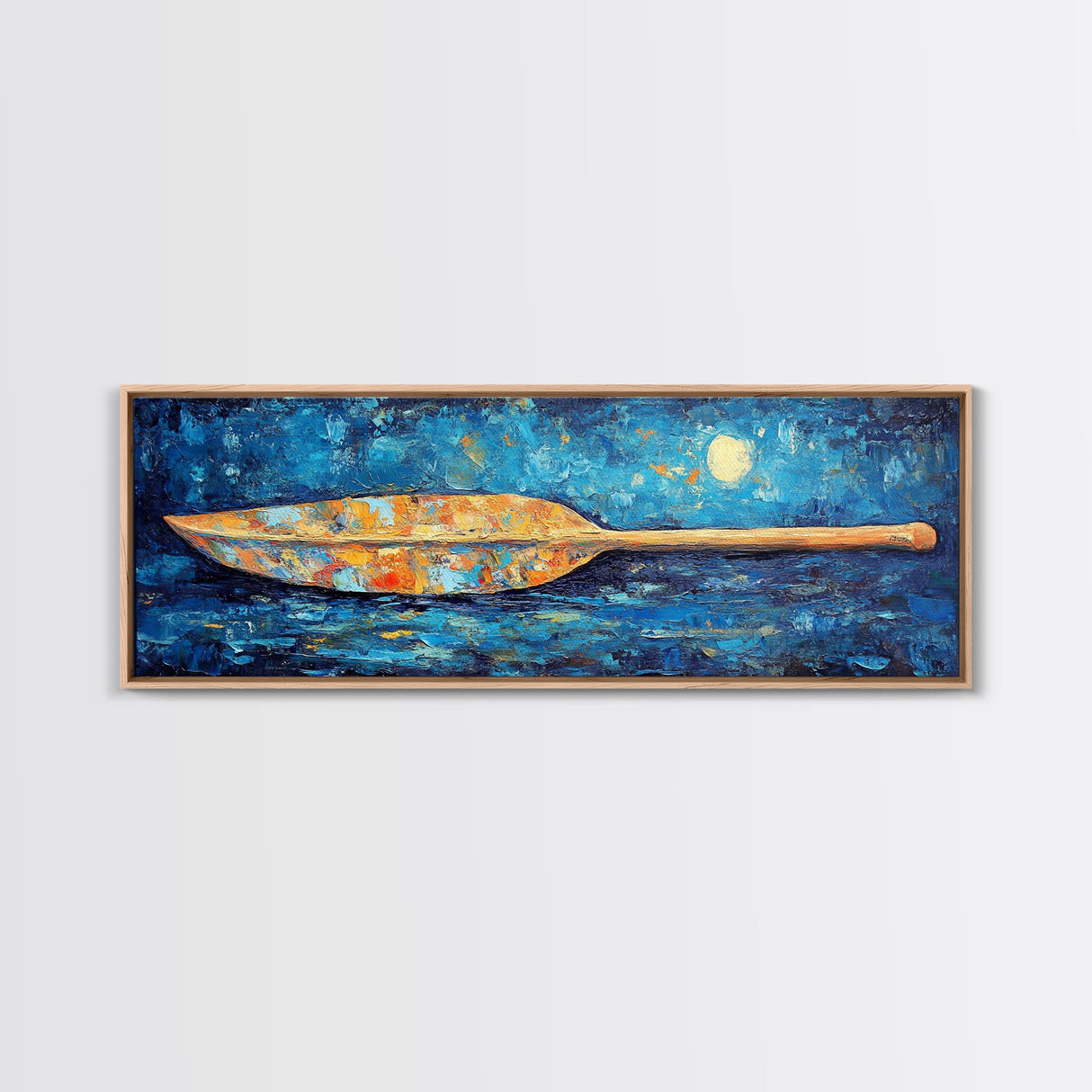 Paddle, nautical wall art, coastal decor, ocean painting, panoramic art, extra wide art, blue and green wall art, Framed Canvas Print