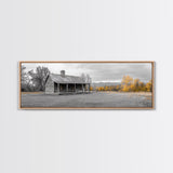 Log Cabin, Fall Art, Rustic Wall Art, Farmhouse Art, Cozy Cabin Art, Landscape Painting, Wabi Sabi Art, Above Couch Art, Framed Canvas Print