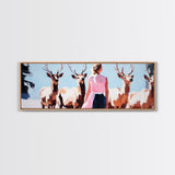 Elk Herd Painting, Mountain Landscape, Rustic Art, Southwest Wall Art, Hunting Lodge Art, Extra Wide Art, Framed Canvas Print