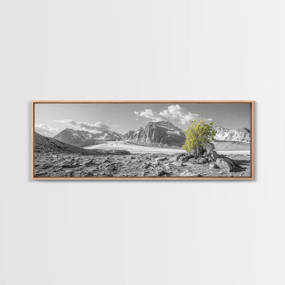 Mountain scene, mountain painting, landscape painting, wabi sabi art, nature art, minimalist art, framed canvas print, extra wide art