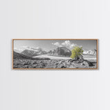 Mountain scene, mountain painting, landscape painting, wabi sabi art, nature art, minimalist art, framed canvas print, extra wide art