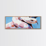 Albino Snake, reptile art, animal wall art, wildlife painting, moody wall art, extra wide art, rustic decor, framed canvas print