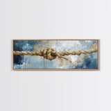 Nautical Rope Art, rustic decor, nautical painting, coastal decor, farmhouse art, wabi sabi art, framed canvas print, moody art