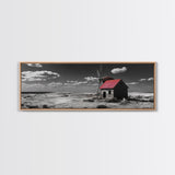 Windmill, Rustic Art, Southwest Wall Art, Farmhouse Art, Extra Wide Art, Wabi Sabi Art, Framed Canvas Print, Minimalist Art