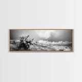 Desert Cactus, Southwest Wall Art, Canvas Print, Joshua Tree Art, Rustic Decor, Extra Wide Art, Moody Black And White Art, Above Sofa Art