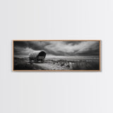 Covered Wagon, coastal cowgirl wall art, rustic decor, farmhouse art, long narrow wall art, framed canvas print, extra wide art