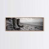 Cowboy Boots, coastal wall art, rustic decor, boho art, wabi sabi art, cowboy painting, framed canvas print, western style decor