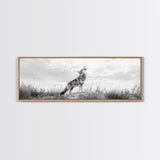 Lone Coyote, southwest wall art, wabi sabi art, extra wide art, moody art, landscape painting, framed canvas print, panoramic art