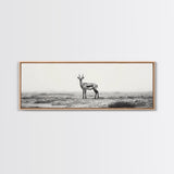 Lone Gazelle, moody art, southwest wall art, extra wide art, wabi sabi art, minimalist art, framed canvas print, panoramic painting