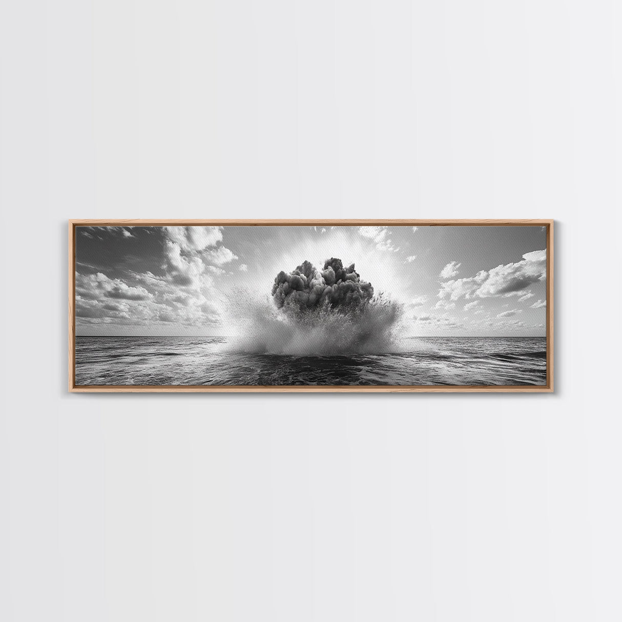 Explosion, dramatic seascape, moody art, panoramic art, extra wide art, coastal wall art, framed canvas print, ocean painting, nautical decor