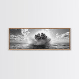 Explosion, dramatic seascape, moody art, panoramic art, extra wide art, coastal wall art, framed canvas print, ocean painting, nautical decor