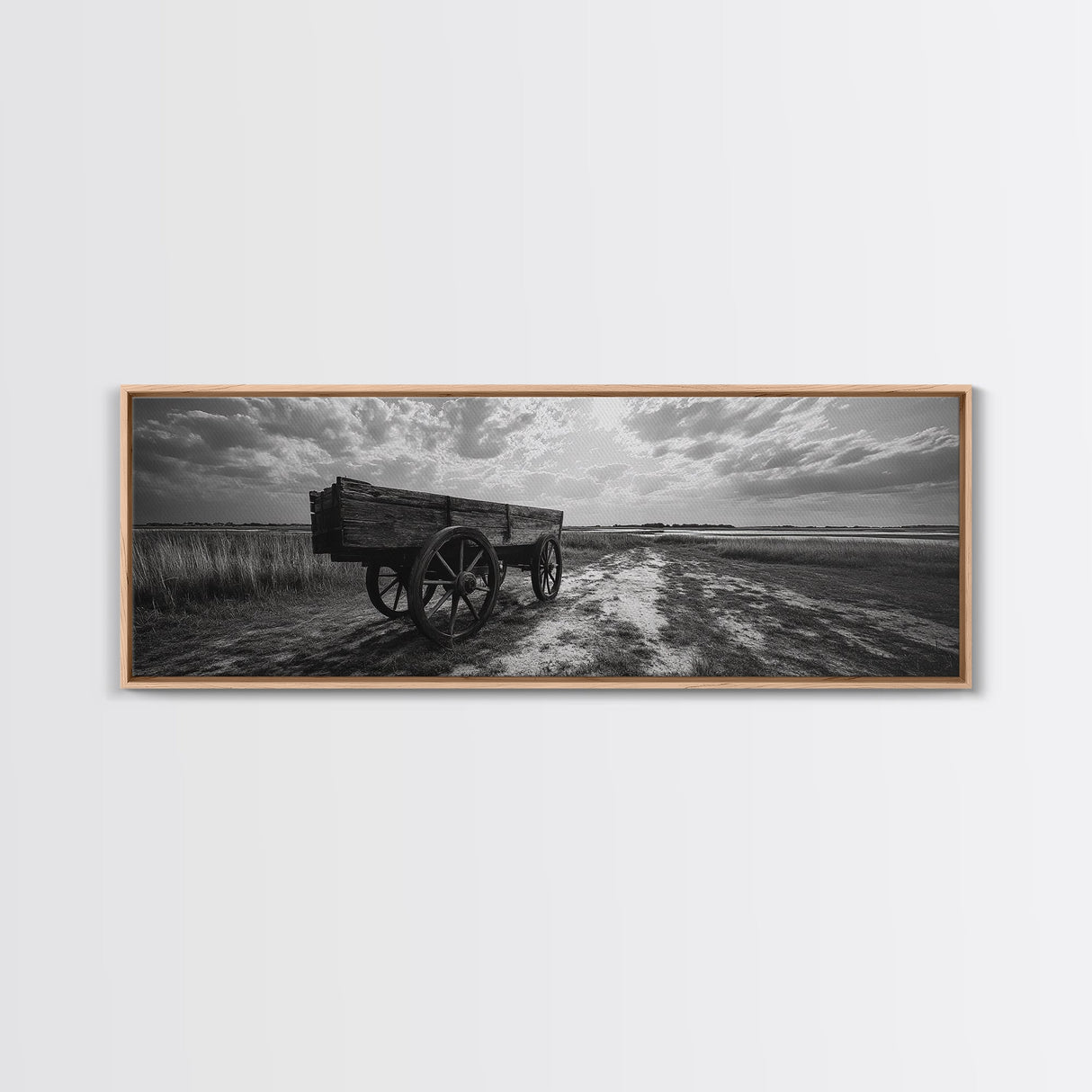 Wagon at Sunset, rustic art, farmhouse art, vintage horse art, tall narrow art, antique farm painting, framed canvas print