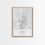 Salem Street Map, Oregon Map, City Map Art, Minimalist Art, Wall Art, Canvas Print, Dorm Room Décor, Graduation Gift, Travel Wall Print
