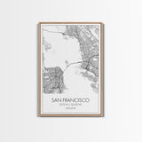 San Francisco Street Map, California Map, City Map Print, Minimalist Art, Wall Art, Canvas Print, Family Room Décor, Gift For Travelers