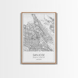 San Jose Street Map, California Map, City Map Print, Minimalist Art, Wall Art, Canvas Print, Girl Graduation Gift, Game Room Wall Art