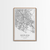 Santa Ana Street Map, California Map, City Map Print, Minimalist Art, Wall Art, Canvas Print, Living Room Décor, Adventure Gifts, Travel Art