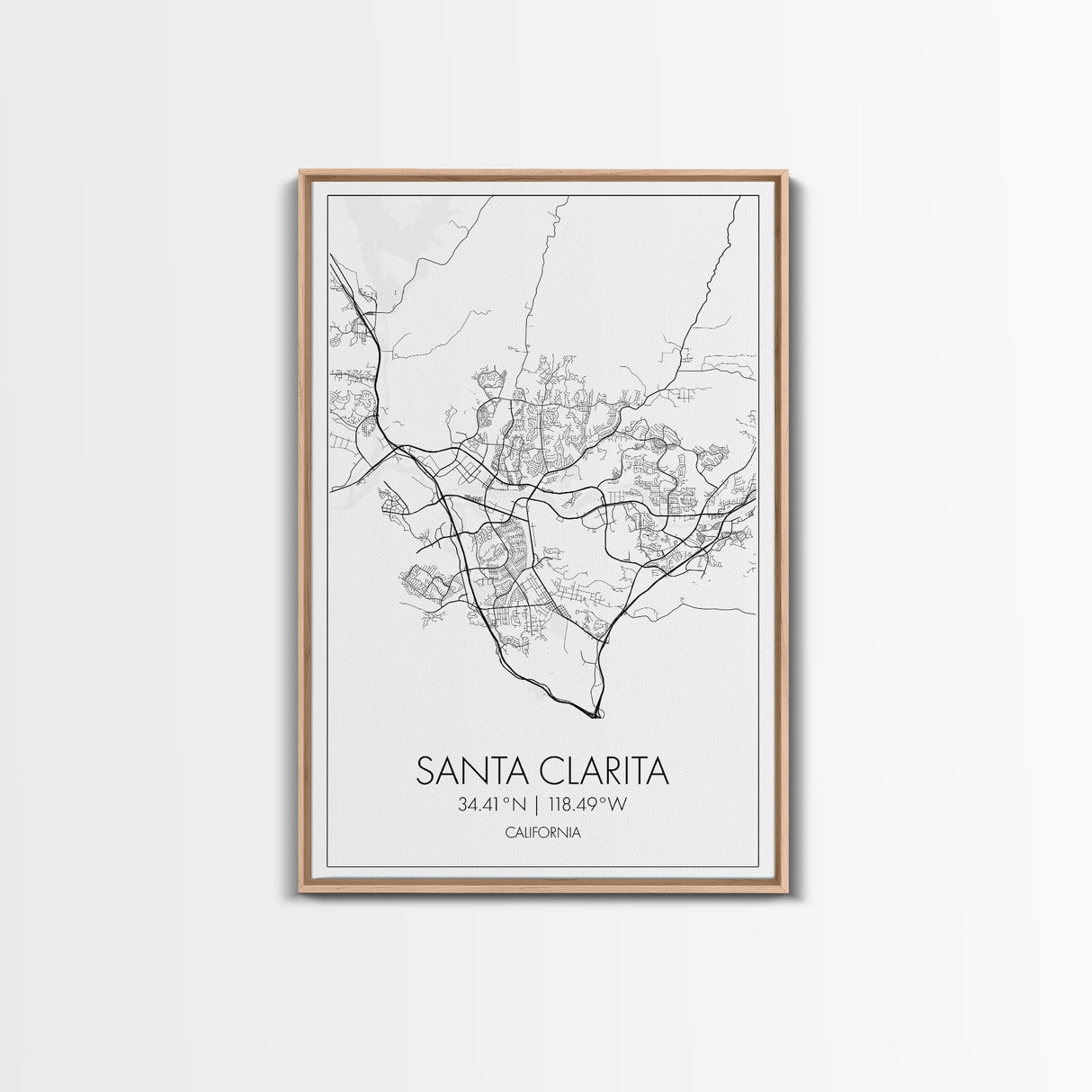 Santa Clarita Street Map, California Map, City Map Print, Minimalist Art, Wall Art, Canvas Print, Bedroom Wall Décor, Unique Travel Gifts