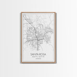 Santa Rosa Street Map, California Map, City Map Print, Minimalist Art, Wall Art, Canvas Print, Bedroom Wall Art, Travel Gift, Travel Art