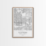 Scottsdale Street Map, Arizona Map, City Map Print, Minimalist Art, Wall Art, Canvas Print, Home Office Art, Gift For Her, Travel Wall Print