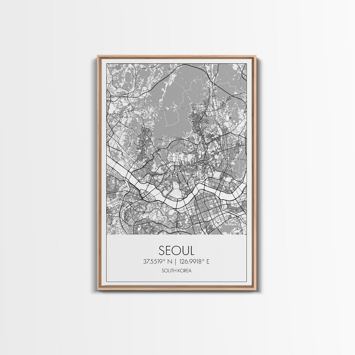 Seoul Street Map, South Korea Map, Asia City Map Print, Minimalist Art, Wall Art, Canvas Print, Travel Gift For Women, Travel Wall Décor