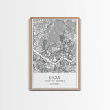 Seoul Street Map, South Korea Map, Asia City Map Print, Minimalist Art, Wall Art, Canvas Print, Travel Gift For Women, Travel Wall Décor