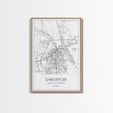 Shreveport Street Map, Louisiana Map, City Map Print, Minimalist Art, Wall Art, Canvas Print, Wall Decoration, Aviation Gift, Travel Décor