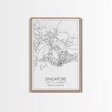 Singapore Street Map, Singapore Map, Asia City Map Print, Minimalist Art, Wall Art, Canvas Print, Room Decor, Travel Wall Art, Gift For Him