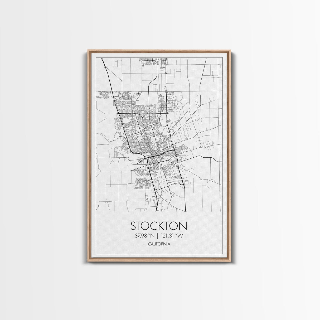 Stockton Street Map, California Map, City Map Print, Modern Wall Art, Wall Art, Canvas Print, Boyfriend Gift, Travel Wall Décor, Art Print