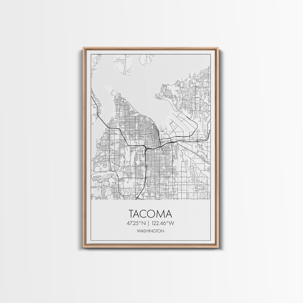 Tacoma Street Map, Washington Map, City Map Print, Modern Wall Art, Wall Art, Canvas Print, Wall Hanging, Housewarming Gift, Travel Art