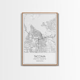 Tacoma Street Map, Washington Map, City Map Print, Modern Wall Art, Wall Art, Canvas Print, Wall Hanging, Housewarming Gift, Travel Art