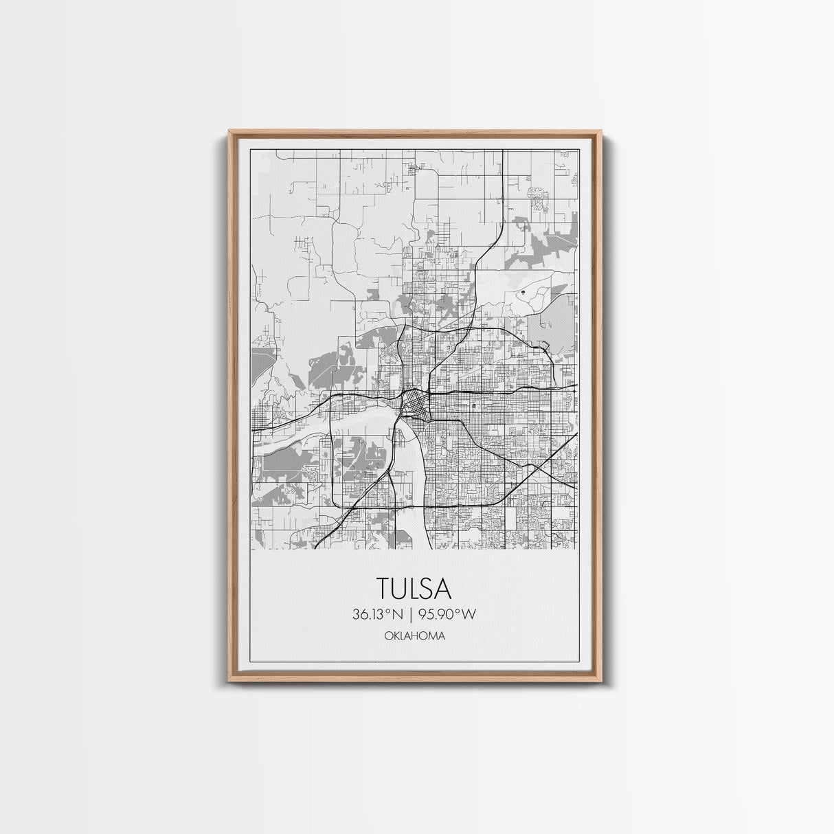 Tulsa Street Map, Oklahoma Map, City Map Print, Modern Wall Art, Wall Art, Canvas Print, Dorm Room Décor, Gift For Husband, Travel Art Print