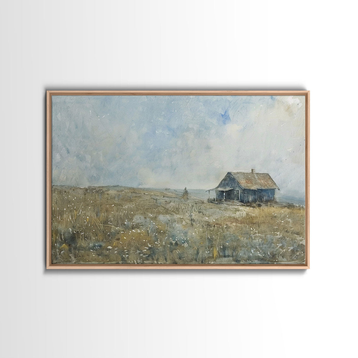 Kitsch Kitchen Farmhouse Decor Framed Canvas Print, Farmhouse Decor, Original Art Of an Old Farmhouse, Western Decor