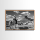 Lonesome Canyon Arizona Framed Canvas Print, Cowboy Print, Black and White Photography Wall Art, Country Farmhouse Decor, Metal Print