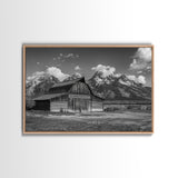 Old Barn Wall Art, Framed Canvas Print or Metal Art, Rustic Homestead Framed Canvas Art, Vintage Old Barn Black and White Wall Art