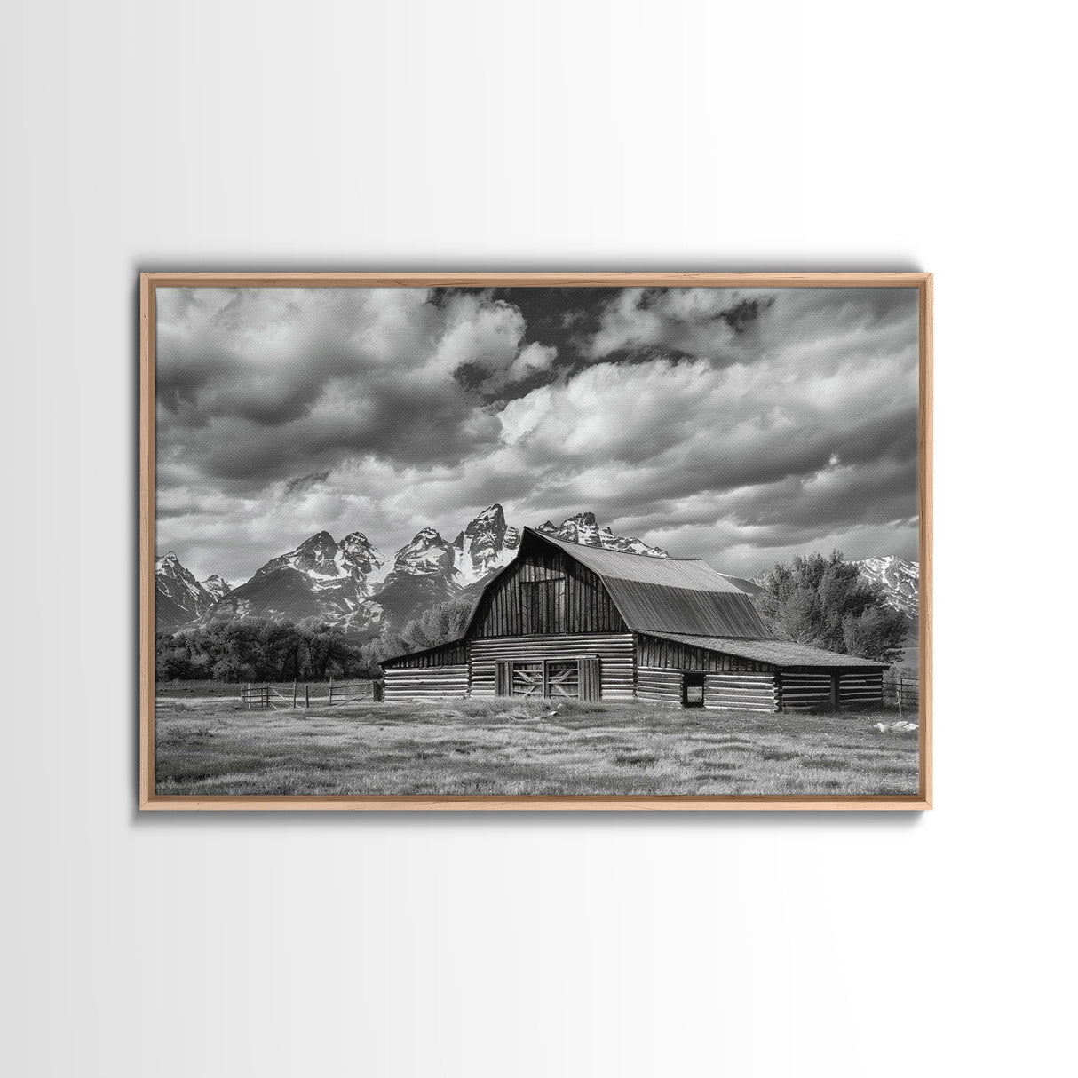 Old Barn Wall Art, Framed Canvas Print or Metal Art, Rustic Homestead Framed Canvas Art, Vintage Old Barn Black and White Wall Art