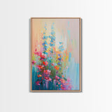 Delicate Blossoms in Springtime - Framed Canvas Print, Elegant Living Room Art, Soft Bedroom Decor, Pastel Flower Art, Wall Art