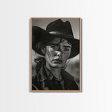 Intense Black and White Portrait of a Female Cowboy for Western Wall Art, Canvas Prints, Rustic Home Decor, Living Room Art, Bedroom Art