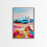 Cross with Mountain Backdrop - Framed Canvas Print, Scenic Western Art, Inspirational Wall Art for Bedroom Decor