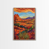 Framed Canvas Print, Serene Desert Landscape with Rolling Hills, Beautiful Wall Art for Living Room or Bedroom Decor