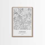 Warsaw Street Map, Poland Map, Europe City Map Print, Minimalist Art, Wall Art, Canvas Print, Living Room Wall Art, Friends Gift, Travel Art