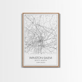 Winston Salem Street Map, North Carolina Map, City Map Print, Minimalist Art, Wall Art, Canvas Print, Modern Wall Art, Adventure Gifts