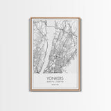 Yonkers Street Map, New York Map, City Map Print, Minimalist Art, Wall Art, Canvas Print, Travel Wall Art, Map Gift, Dorm Room Decor