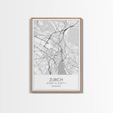 Zurich Street Map, Switzerland Map, Europe City Map Print, Minimalist Art, Wall Art, Canvas Print, Travel Art, Wall Hanging, Honeymoon Gift
