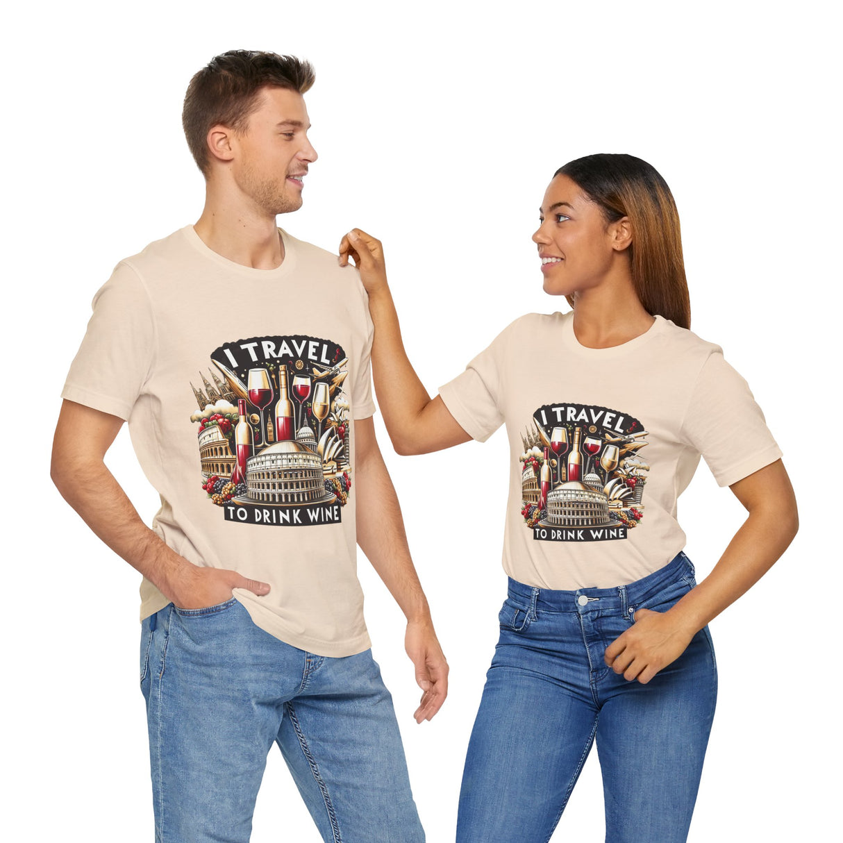 "I Travel to Drink Wine" full color T-shirt