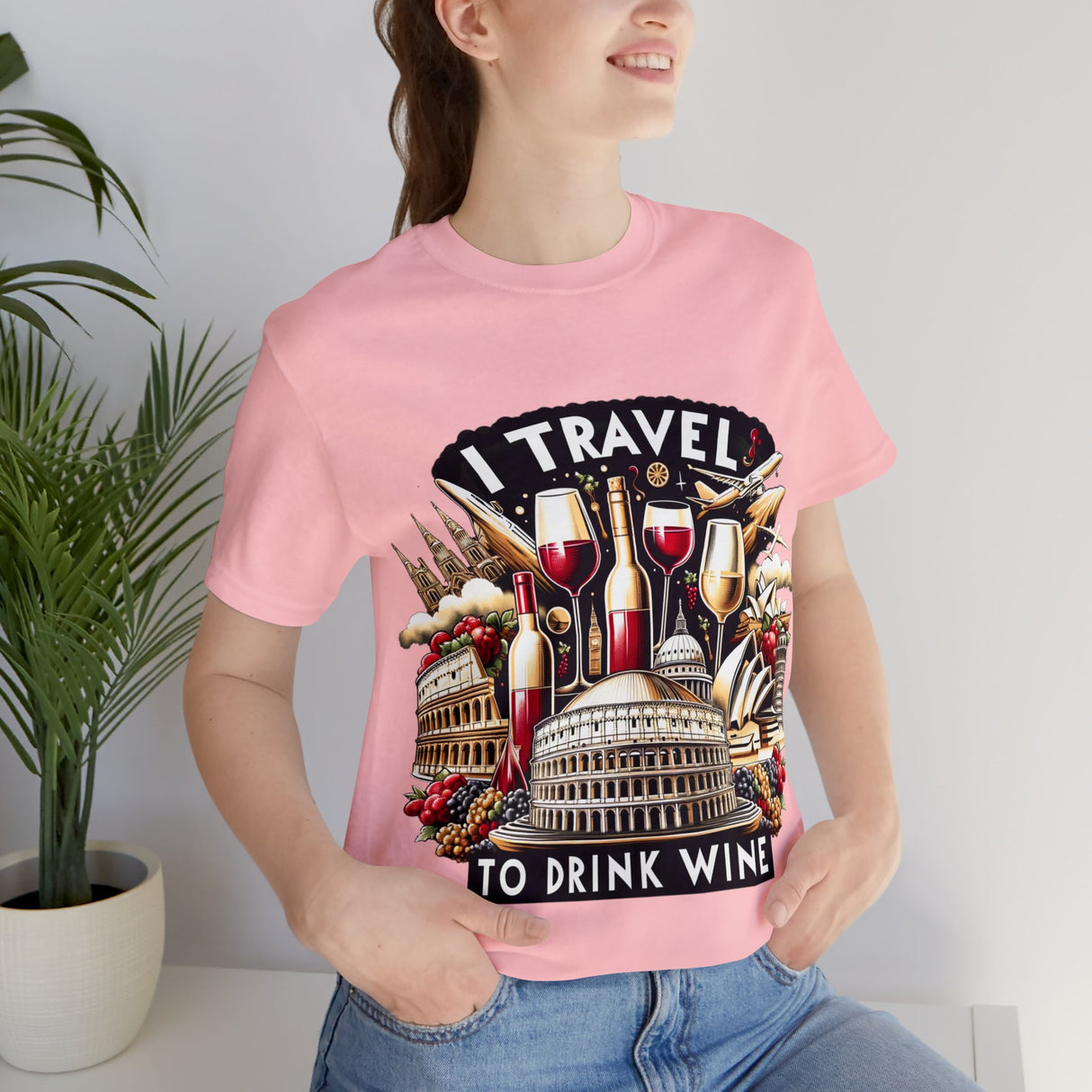"I Travel to Drink Wine" full color T-shirt
