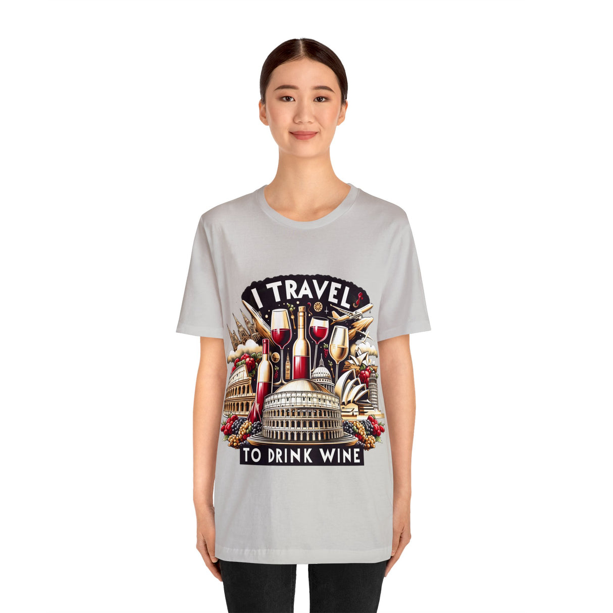 "I Travel to Drink Wine" full color T-shirt