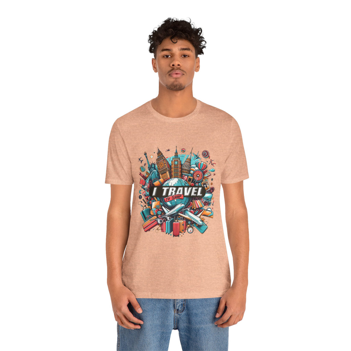 Camiseta a todo color "Viajo Para Comprar" 